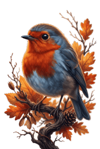 Cover artwork showcasing diverse bird illustrations including a flying hummingbird, tropical macaw parrot, and autumn robin in free transparent PNG format