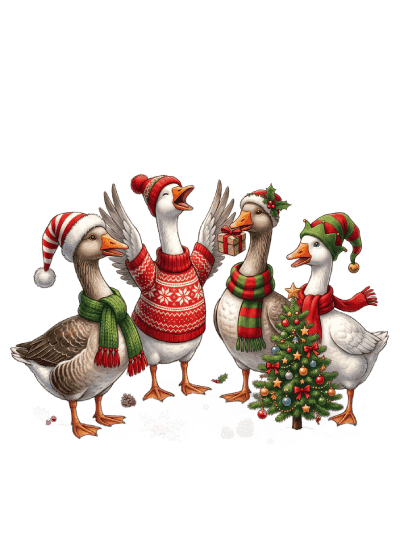 Download free Christmas caroling geese transparent PNG 3.36 MB
