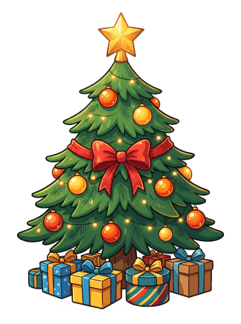 Download free decorated Christmas tree with gifts transparent PNG 3.26 MB