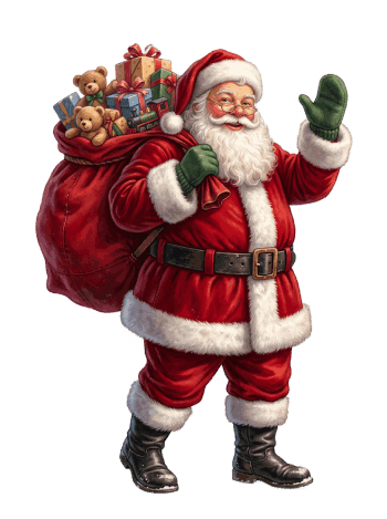 Download free Santa Claus with gift sack transparent PNG 3.91 MB