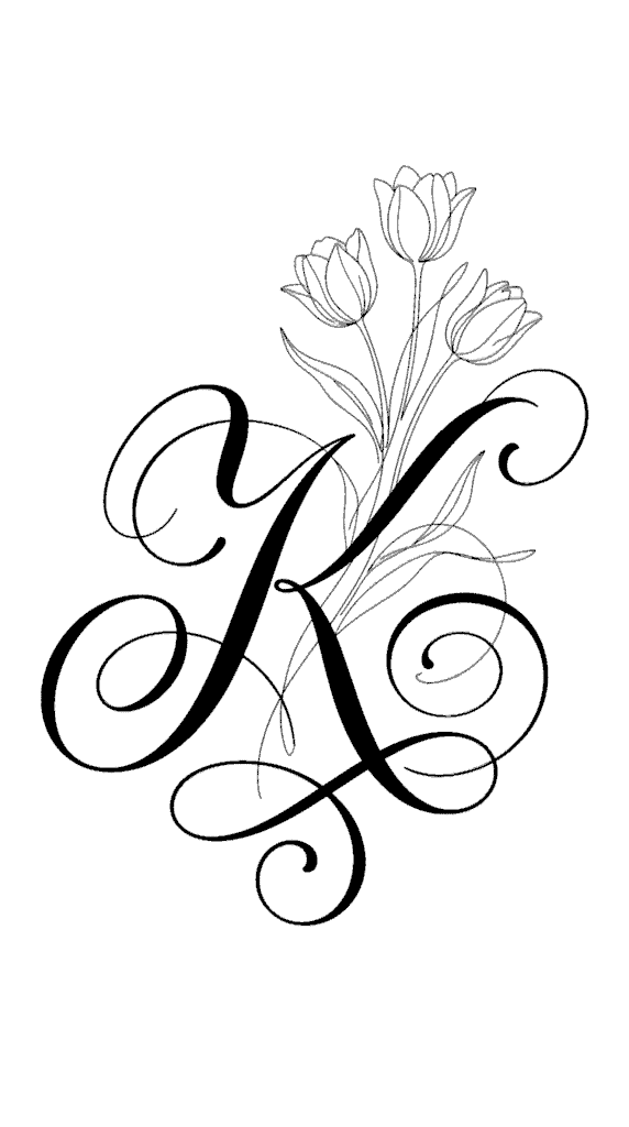 Letter K free download transparent floral monogram png