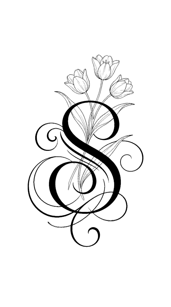Letter S free download transparent floral monogram png