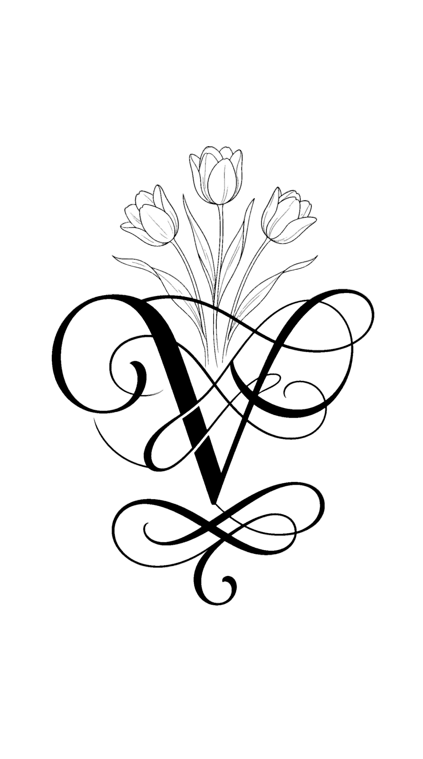 Letter V free download transparent floral monogram png