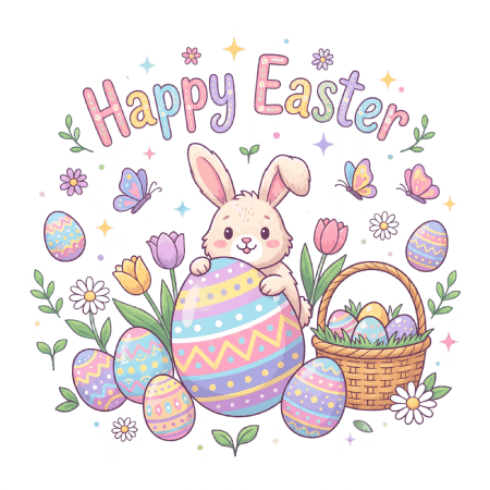 Download free Easter bunny pastel eggs transparent PNG collection